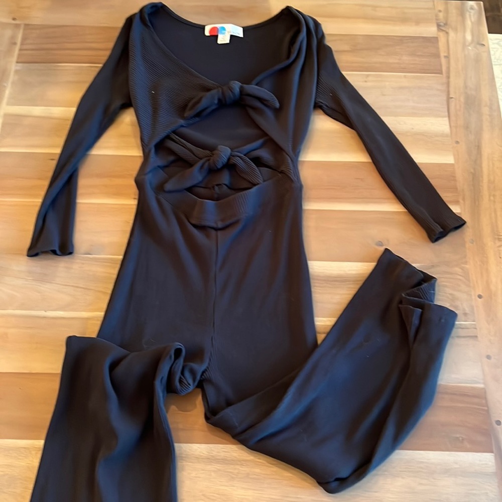 Black Women's Tie Front Jumpsuit